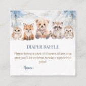 Dusty Blue Woodland Diaper Raffle Baby Shower  エンクロージャーカード (正面)