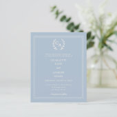 Dusty blue wreath monogram wedding invitation (スタンド正面)