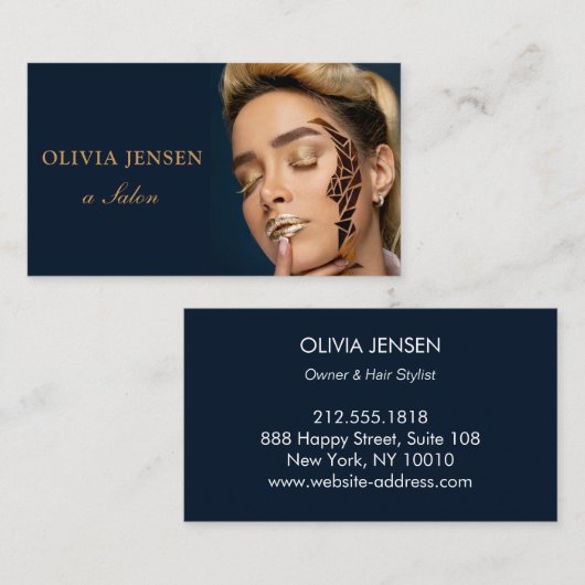Dusty Blue Your Photo Showcase美容師 名刺 (正面/裏面)