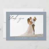 Dusty Blue's Thank 結婚 You Photo Minimalist サンキューカード (正面)