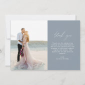 Dusty Blue's Thank 結婚 You Photo Minimalist サンキューカード (裏面)