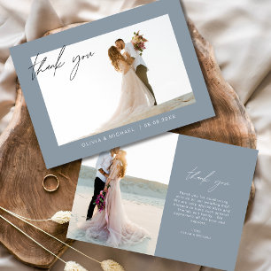 Dusty Blue's Thank 結婚 You Photo Minimalist サンキューカード