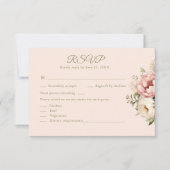 Dusty Blush Floral Wedding RSVP Card (正面)