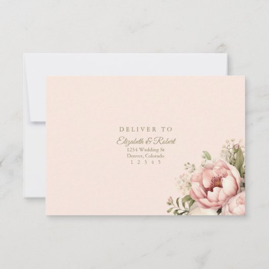 Dusty Blush Floral Wedding RSVP Card (裏面)