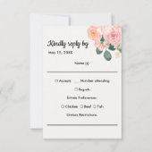 Dusty Blush Pink Floral Meal Choice RSVP Card (正面)