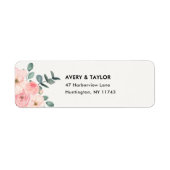 Dusty Blush Pink Floral Return Address Label ラベル (正面)
