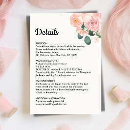 Dusty Blush Pink Floral Wedding Details Card エンクロージャーカード