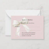 Dusty blush pink ivory bow response RSVP ノートカード (正面)