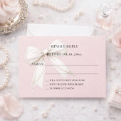 Dusty blush pink ivory bow response RSVP ノートカード