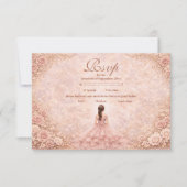 Dusty Blush Rose Garden Quinceañera 出欠カード (正面)