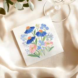 Dusty Cornflower Wildflower Meadow Baby Shower スタンダードカクテルナプキン
