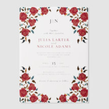 Dusty Elegant Golden Red Rose Flower Wedding