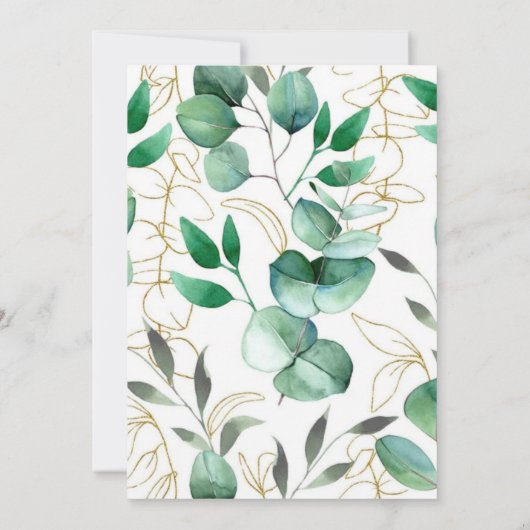 Dusty eucalyptus boho floral rustic flowers  招待状 (裏面)