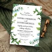 Dusty eucalyptus boho floral rustic flowers 招待状