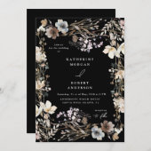 Dusty Fall Meadow Floral Wedding 招待状 (正面/裏面)