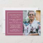 Dusty Fuchsia Minimal Celebrating Life Photo 招待状 (正面)