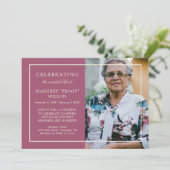 Dusty Fuchsia Minimal Celebrating Life Photo 招待状 (スタンド正面)
