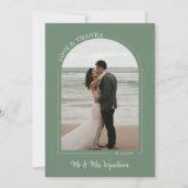 Dusty Green Arch結婚のフォトラブ&感謝してい サンキューカード (正面)