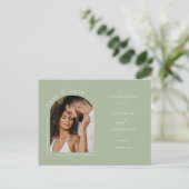 Dusty Green Boho Arch写真QRコード日付を保存 ポストカード (スタンド正面)