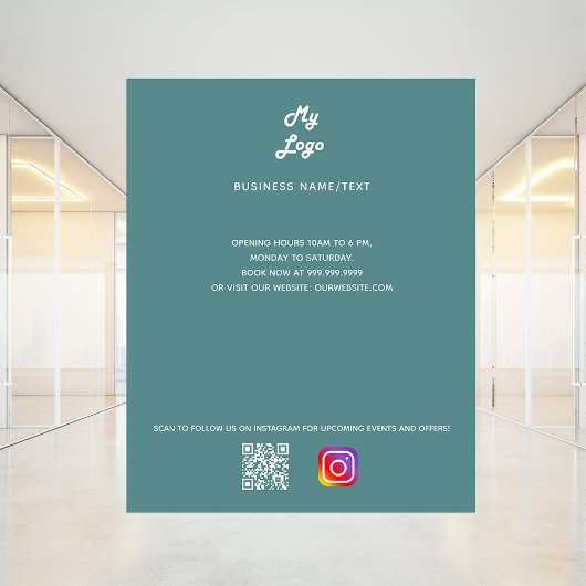 Dusty green business logo qr code instagram チラシ