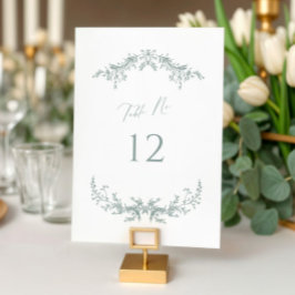 Dusty Green Cottage Wedding Table Number Card Sign テーブルナンバー