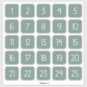 Dusty Green Customizable Square Number Stickers  シール (シート)