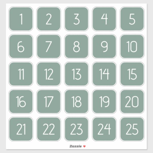Dusty Green Customizable Square Number Stickers  シール (シート)