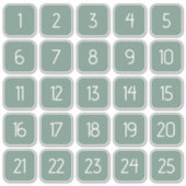 Dusty Green Customizable Square Number Stickers  シール (正面)
