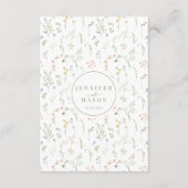 Dusty Green Flowers Wildflower Wedding Menu Cards エンクロージャーカード (裏面)