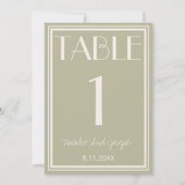 Dusty Green Ivory Old Money Wedding Table Number 招待状 (正面)