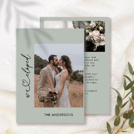 Dusty Green We Eloped 2 Photo Script 結婚's サンキューカード