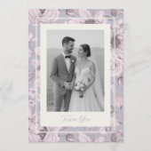 Dusty Lavender Floral Wedding Photo Thank You Card 招待状 (正面)