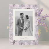 Dusty Lavender Floral Wedding Photo Thank You Card 招待状