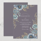 Dusty Lavender Moody Vintage Wedding 招待状 (正面/裏面)