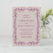 Dusty Lavender Purple Elegant Floral Frame Wedding 招待状 (スタンド正面)