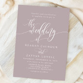 Dusty Lavender Simple Modern Script Wedding 招待状