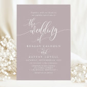 Dusty Lavender Simple Modern Script Wedding 招待状