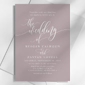 Dusty Lavender Simple Modern Script Wedding 招待状