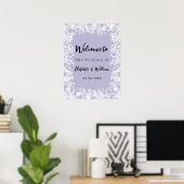 Dusty lavender snowflakes wedding welcome sign ポスター (ホームオフィス)