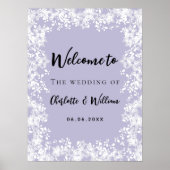 Dusty lavender snowflakes wedding welcome sign ポスター (正面)