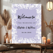 Dusty lavender snowflakes wedding welcome sign ポスター