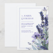 Dusty Lavender Teal Sketch Floral Frame Wedding 招待状 (正面/裏面)