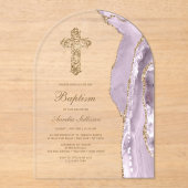 Dusty Lilac Agate Baptism アクリル招待状 (正面)