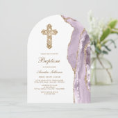 Dusty Lilac Agate Baptism 招待状 (スタンド正面)