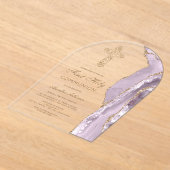 Dusty Lilac Agate First Communion アクリル招待状 (レイダウン)