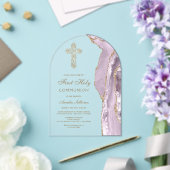 Dusty Lilac Agate First Communion アクリル招待状 (インサイチュ (ウェディング))