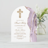 Dusty Lilac Agate First Communion Invitation 招待状 (スタンド正面)
