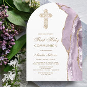 Dusty Lilac Agate First Communion Invitation 招待状