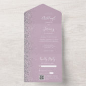 Dusty Lilac Silver Glitter QR Code Wedding オールインワン招待状 (内側)