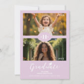 Dusty Lilac Then & Now Timeline Graduate 2-Photo 招待状 (正面)